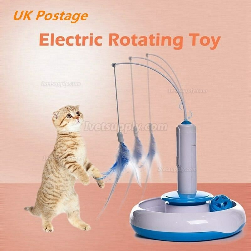 Cat Electric Toys Teaser Interactive Cats Toy Rotating Funny Feather Pet Toys